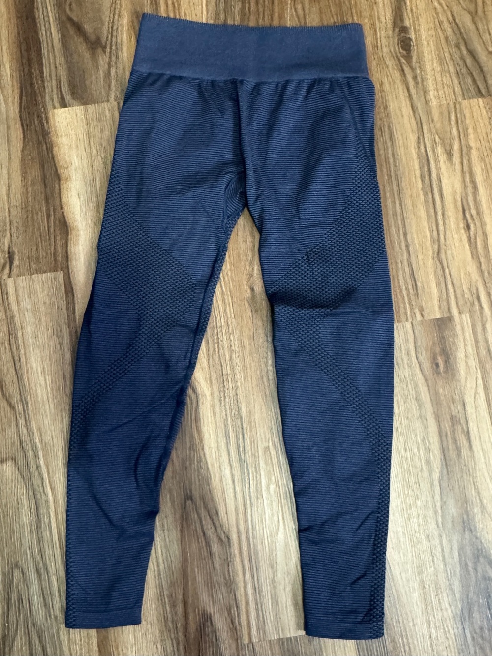 GYMSHARK Glute contouring High-Waist Textured Seamless Leggings Navy Blue Marl - Picture 2 of 7